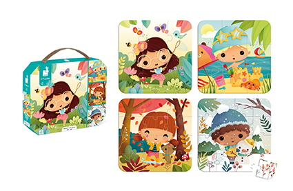 4 puzzels de 4 seizoenen (6 - 9-12-16 stuks)  