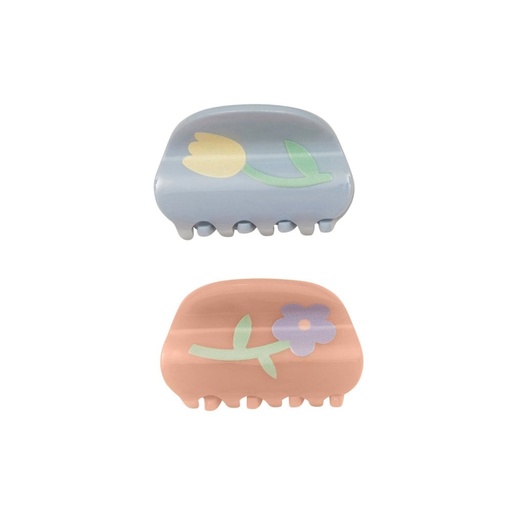 Haarclip bloemenklauwen (2 stuks) multicolor