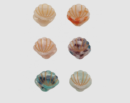 Haarclip schelpje mini klauwtjes (6 stuks) multicolor