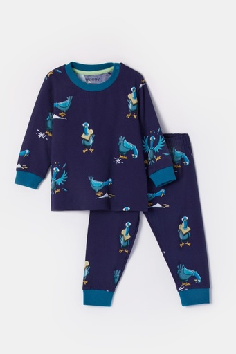 Pyjama donkerblauwe duivenprint 