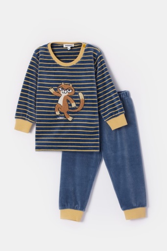 Pyjama antraciet-gele streep 