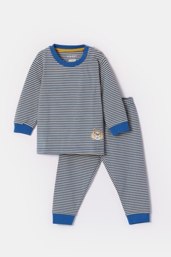 Pyjama blauw-gele streep 