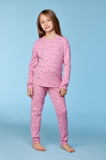 Pyjama roze kattenprint 