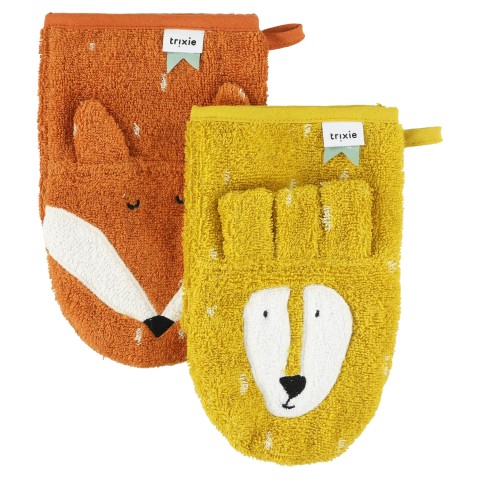 Washandje 2 stuks mr. Lion, mr. fox 