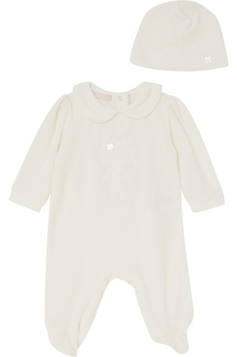 Set van kruippakje en muts SN.WHITE/CAT 