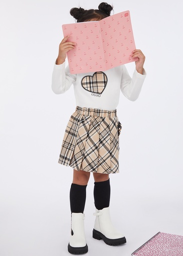 Set van t-shirt en rok SN.WHITE/TEDDY CHECK 