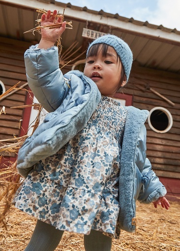 Geprinte velvet babyjurk met bloemen Blue bell 