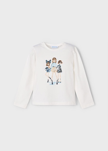 T-shirt met lange mouwen cream-navy 