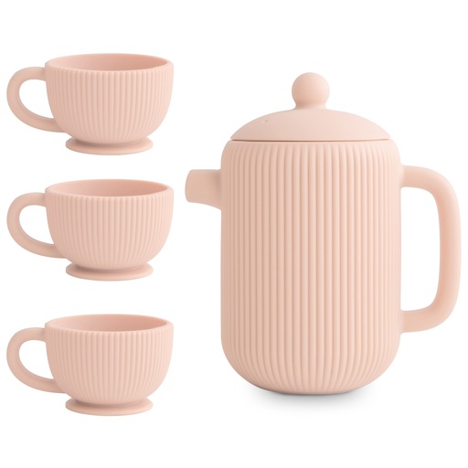 Silicone theeservies – speelset van 1 theepot en 3 theekopjes blush 