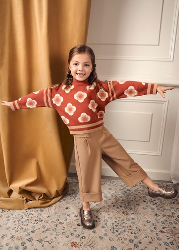Culottebroek in crêpestof camel 