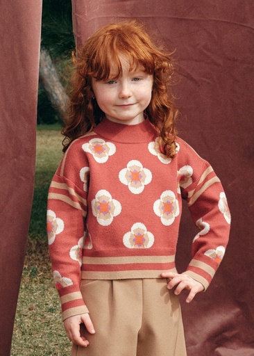 Trui met geometrische jacquardprint Paprika 