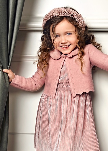 Gebreid cardigan met afneembare kraag in nepbont Petal 
