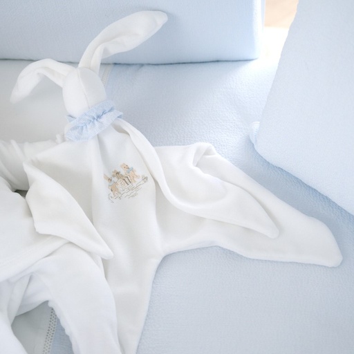 Geborduurd knuffeldoekje – fluweel White/light blue 