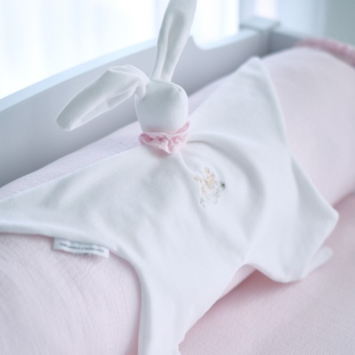 Geborduurd knuffeldoekje – fluweel White/pink 