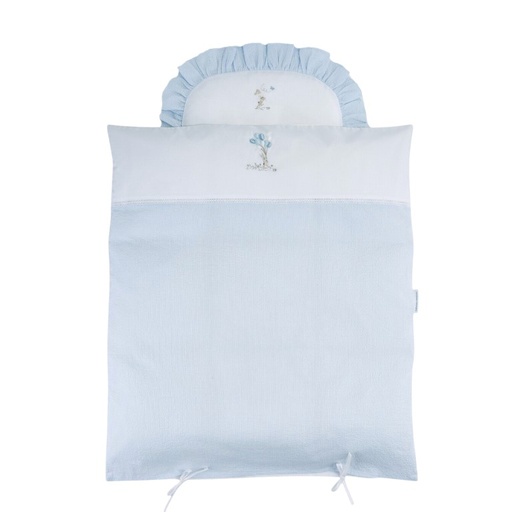 Donsovertrek wieg 80x70cm + sloop Light blue 