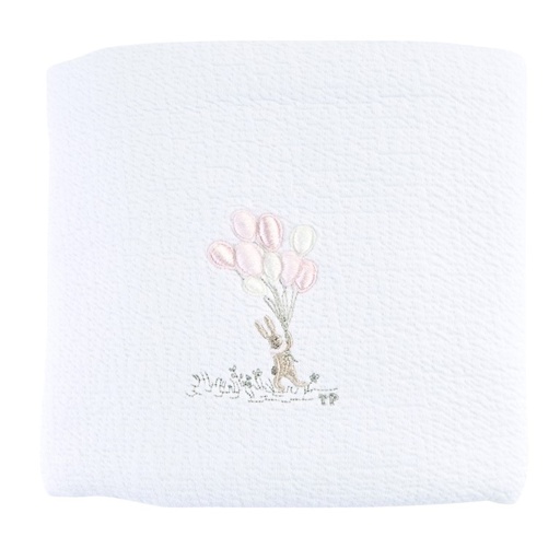 Doopdeken 100x135cm – jersey White/pink 