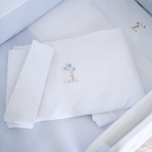 Doopdeken 100x135cm – jersey White/light blue 