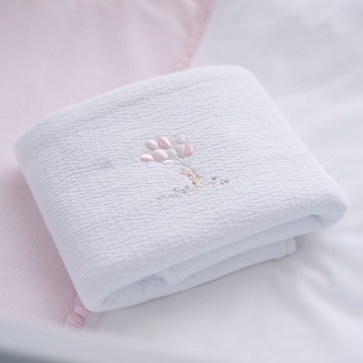 Doopdeken jersey (65x80cm) Pink Garden Party white 
