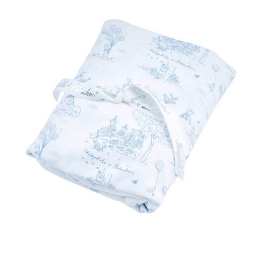 Drap-housse nacelle bleu clair imprimé
