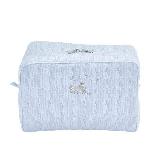 Rectangular toiletry bag - quilted printed Light blue