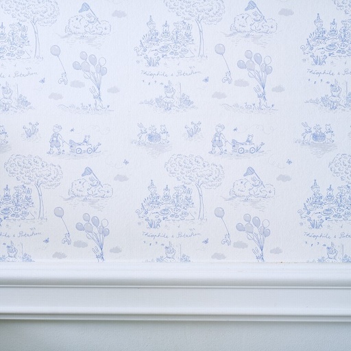 Behangpapier Blue Garden Party Light blue printed 