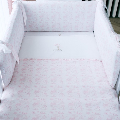 Bedbeschermer 70cm – katoen (70x70x70cm) h:30cm Pink printed 
