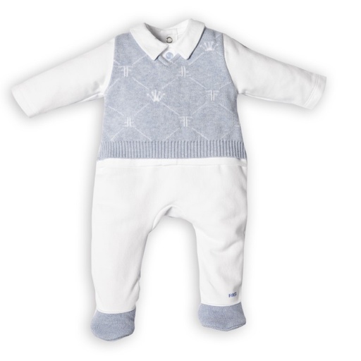Kruippakje signature hemd white-azzuro 
