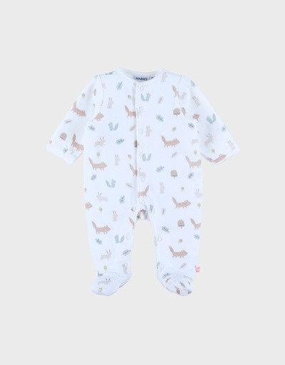 Kruippakje met fluwelen motief - fancy fox wit 