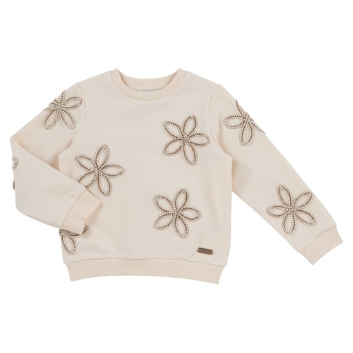 Sweater flower ribbon cream 