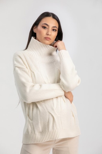 Oversized zwangerschapstrui in zachte wolmix Bormio cream white 