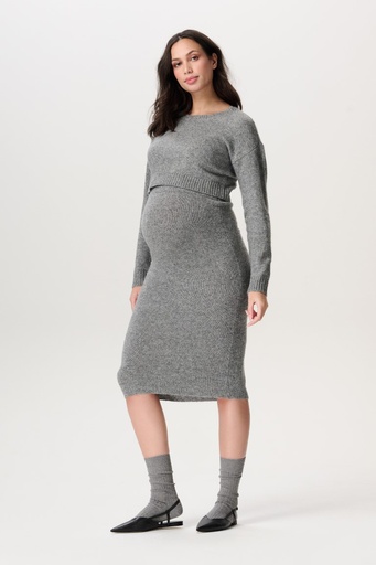 Maternity skirt Otta with lurex - over the belly light grey melange 