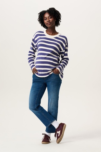 Rechtvallende zwangerschapsjeans Hawa – 7/8 lengte & over de buik Medium Blue Wash 