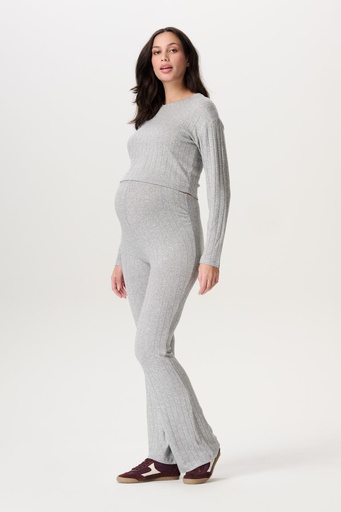 Flared maternity leggings Drobak - over the belly grey melange 