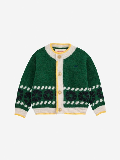 Cardigan Kaleidoscope jacquard green 