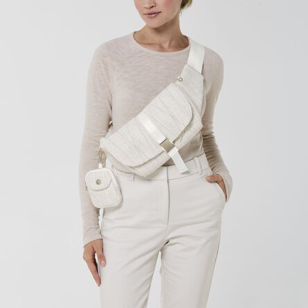 Hip bag belt bag Bouclé Cream White