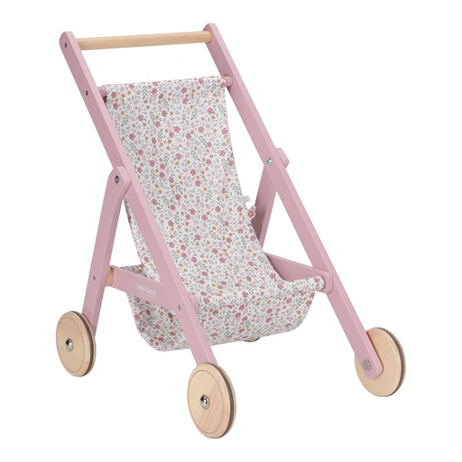 Poussette de poupée en bois Rose