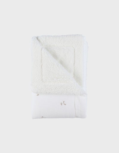 Deken dubbelzijdige in mousseline en sherpa wit 75X100