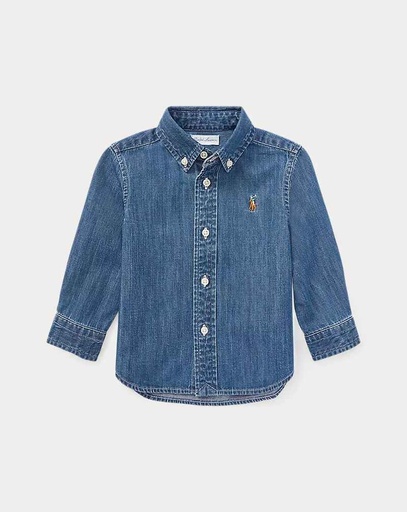 Hemd katoenen chambray (3m-18m) Dk Blue 
