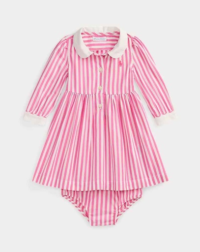 Jurk poplin Desert Pink/White 