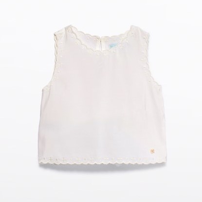 Top met borduurwerk cream 