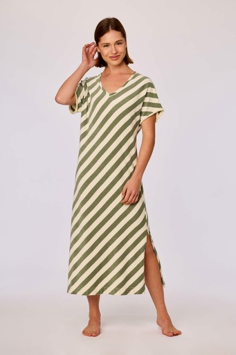 Strandjurk Streep Groen Creme 