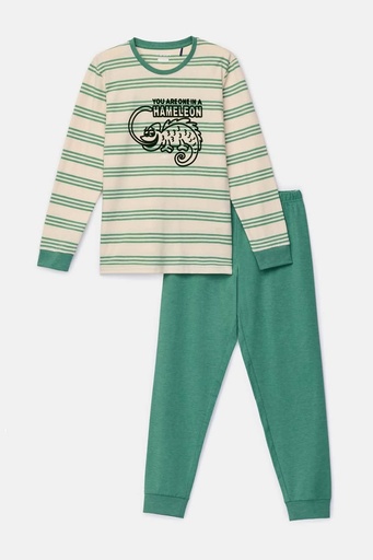 Pyjama groen gestreept 