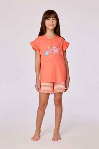 Pyjamashortset koraalrood 