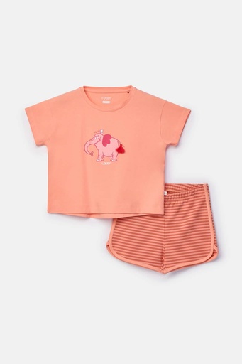 Ensemble pyjama short orange pêche