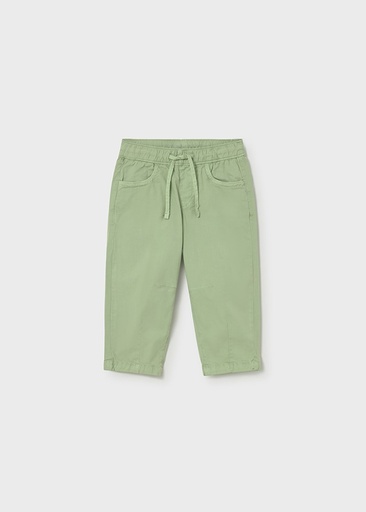 Broek - lange poplin broek met elastaan Matcha 