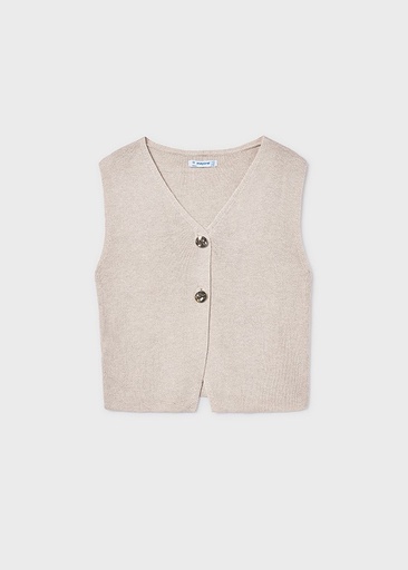 Gilet - mouwloos gebreid vest met knopen almond 