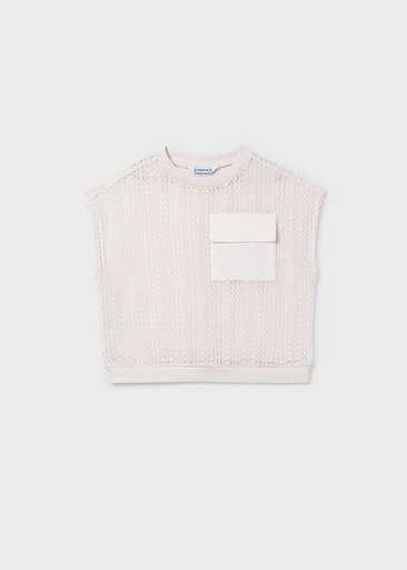 Twinset - top en camisole gehaakte met borstzak bone 