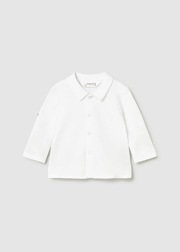 Hemd met rolmouwoptie in polo stof white 