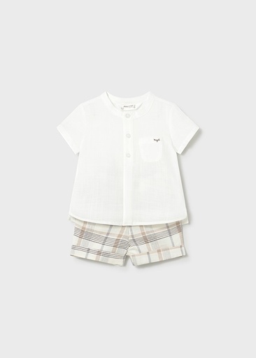 Babyset 2-delig hemd met korte mouwen en short wheat 