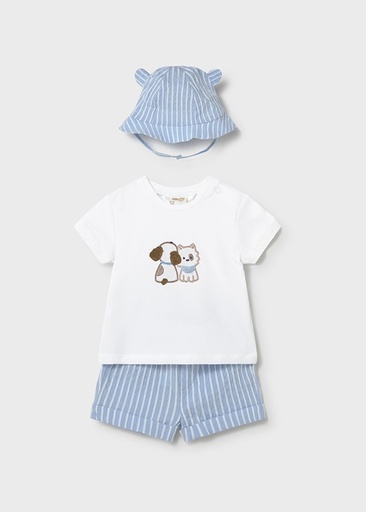 Babyset 3-delig t-shirt, short en hoedje sky 